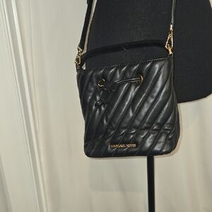 Michael Kors Suri Black Quilted Leather Bucket Crossbody